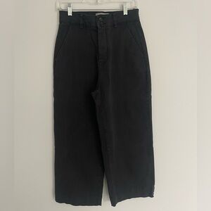 Everlane Women's Black High Waist Wide Leg Organic Cotton Pants